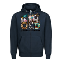 Navy ocd obsessive cow disorder Zipper Hoodie - Jasminsmagicworld