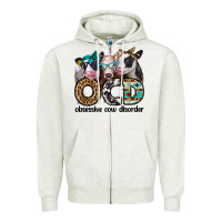 Oatmeal Heather ocd obsessive cow disorder Zipper Hoodie - Jasminsmagicworld