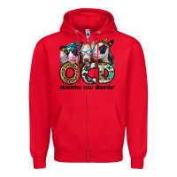 Red ocd obsessive cow disorder Zipper Hoodie - Jasminsmagicworld