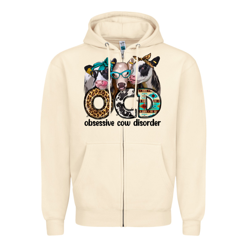 Ocd Obsessive Cow Disorder Zipper Hoodie by Jasminsmagicworld | Teevron