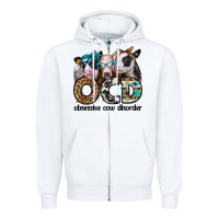 White ocd obsessive cow disorder Zipper Hoodie - Jasminsmagicworld