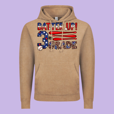 Batter Up 3rd Grade Vintage Hoodie Designed By Jahusdesignshop