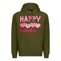 Army Green happy valentines Premium Hoodie - LillyAllenDesigns