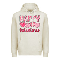 Oatmeal Heather happy valentines Premium Hoodie - LillyAllenDesigns