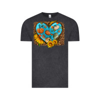 Vintage Black fall pattern heart with leopard background Vintage Tee - HRA Design Shop