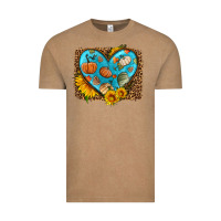 Vintage Coffee fall pattern heart with leopard background Vintage Tee - HRA Design Shop