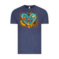 Vintage Denim fall pattern heart with leopard background Vintage Tee - HRA Design Shop