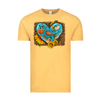 Vintage Mustard fall pattern heart with leopard background Vintage Tee - HRA Design Shop