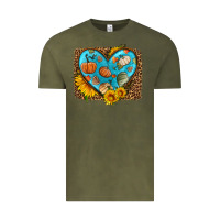 Vintage Olive fall pattern heart with leopard background Vintage Tee - HRA Design Shop