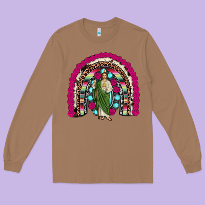 San Judas Rainbow Long Sleeve Tee Designed By Jahusdesignshop