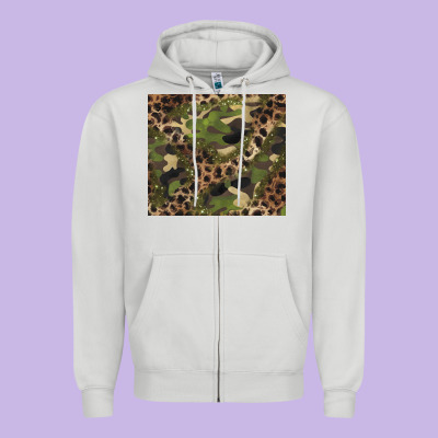 Camouflage  Leopard Zipper Hoodie Designed By Barkaloodesign