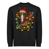 Black christmas horseshoe with horse Heavyweight Sweatshirt - RanaPortraitStore
