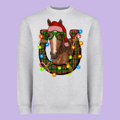 Christmas Horseshoe With Horse Heavyweight Sweatshirt Designed By Ranaportraitstore
