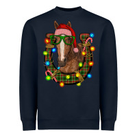 Navy christmas horseshoe with horse Heavyweight Sweatshirt - RanaPortraitStore