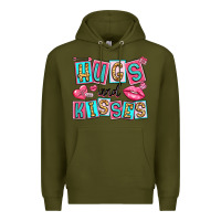 Army Green hugs and kisses Premium Hoodie - LillyAllenDesigns