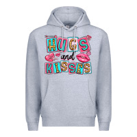 Heather Grey hugs and kisses Premium Hoodie - LillyAllenDesigns