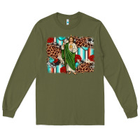 Army Green san judas leopard cowhide background Long Sleeve Tee - JahusDesignShop