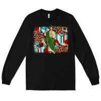 Black san judas leopard cowhide background Long Sleeve Tee - JahusDesignShop