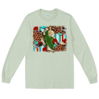 Matcha san judas leopard cowhide background Long Sleeve Tee - JahusDesignShop