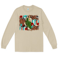 Mushroom san judas leopard cowhide background Long Sleeve Tee - JahusDesignShop