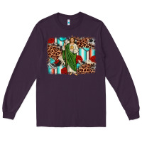 Plum san judas leopard cowhide background Long Sleeve Tee - JahusDesignShop