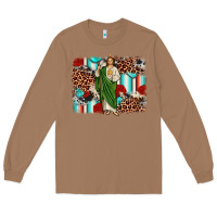 Toasted Coconut san judas leopard cowhide background Long Sleeve Tee - JahusDesignShop
