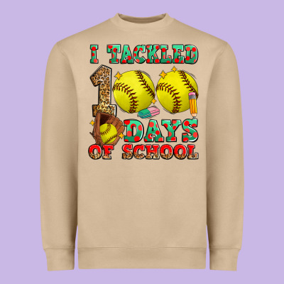 I Tackled 100 Days Of School Softball Heavyweight Sweatshirt Designed By Zillion Design Studio