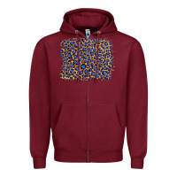 Burgundy leopard with navy blue glitter Zipper Hoodie - Artiststas