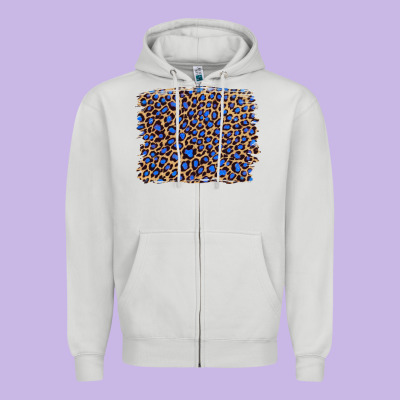 Leopard With Navy Blue Glitter Zipper Hoodie Designed By Artiststas