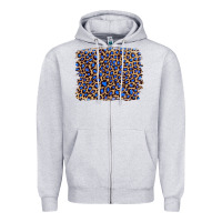 Heather Grey leopard with navy blue glitter Zipper Hoodie - Artiststas
