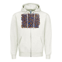 Oatmeal Heather leopard with navy blue glitter Zipper Hoodie - Artiststas