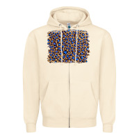 Sandshell leopard with navy blue glitter Zipper Hoodie - Artiststas