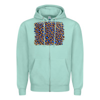 Seafoam leopard with navy blue glitter Zipper Hoodie - Artiststas