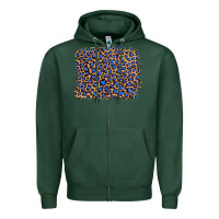 Sports Green leopard with navy blue glitter Zipper Hoodie - Artiststas