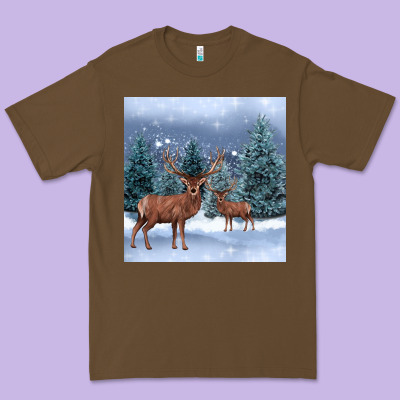 Winter Deer Premium Tee Designed By Barkaloodesign