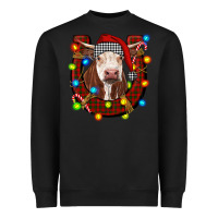 Black christmas horseshoe with hereford cow Heavyweight Sweatshirt - RanaPortraitStore