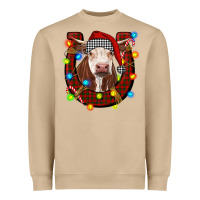 Christmas Horseshoe With Hereford Cow Heavyweight Sweatshirt | Teevron