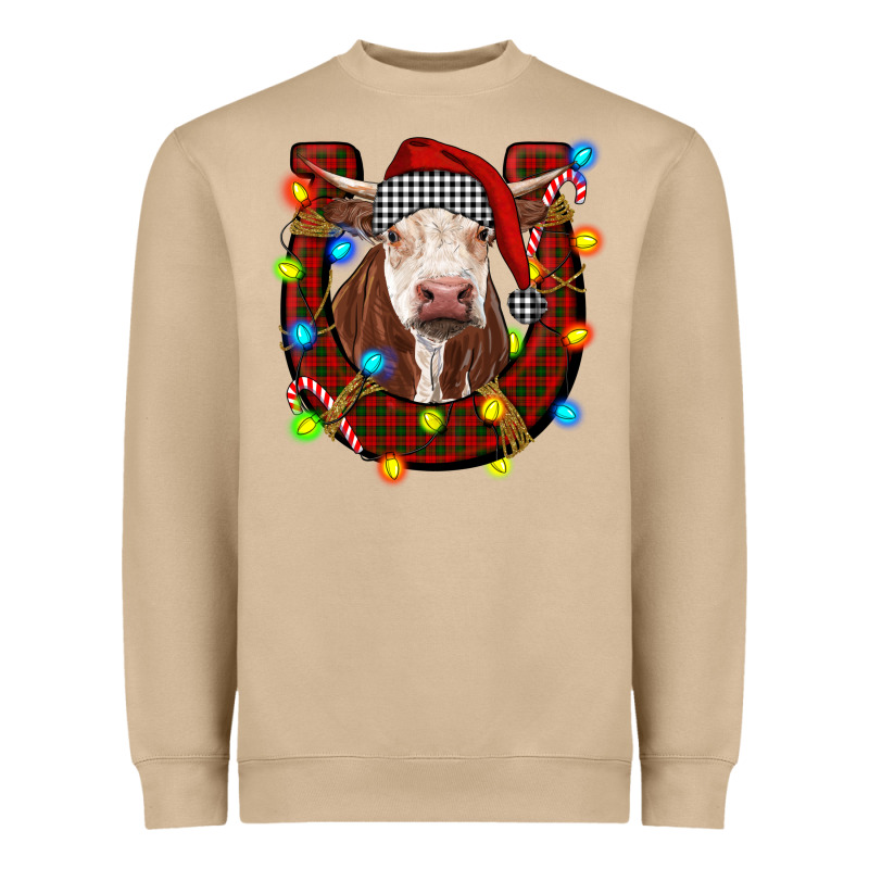 Christmas Horseshoe With Hereford Cow Heavyweight Sweatshirt by RanaPortraitStore | Teevron