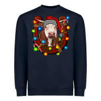Navy christmas horseshoe with hereford cow Heavyweight Sweatshirt - RanaPortraitStore
