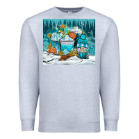 Heather Grey winter coffee cups with gnome Premium Sweatshirt - NancyCooperArtShop