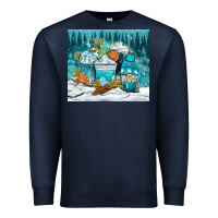 Navy winter coffee cups with gnome Premium Sweatshirt - NancyCooperArtShop