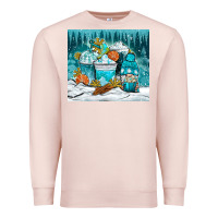 Pale Pink winter coffee cups with gnome Premium Sweatshirt - NancyCooperArtShop