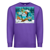Purple winter coffee cups with gnome Premium Sweatshirt - NancyCooperArtShop