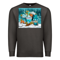 Smoke winter coffee cups with gnome Premium Sweatshirt - NancyCooperArtShop