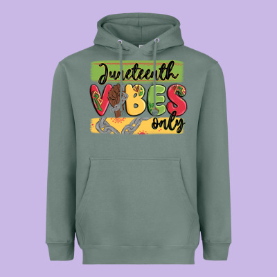 Juneteenth Vibes Only Heavyweight Hoodie Designed By Maliassmallbusiness