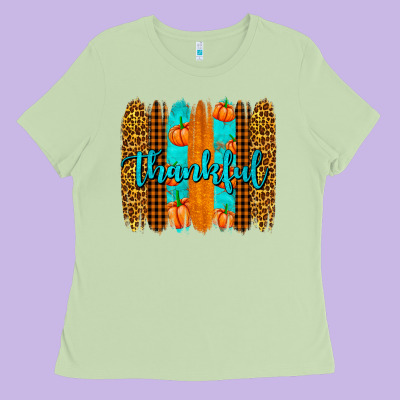 Thankful Brushstrokes Ladies Tee Designed By Adodesignshop