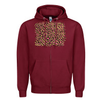 Burgundy leopard with pink glitter Zipper Hoodie - Artiststas
