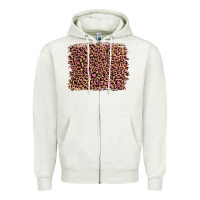 Oatmeal Heather leopard with pink glitter Zipper Hoodie - Artiststas