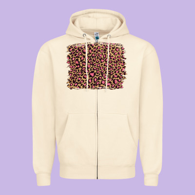 Leopard With Pink Glitter Zipper Hoodie Designed By Artiststas