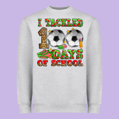 I Tackled 100 Days Of School Soccer Heavyweight Sweatshirt Designed By Zillion Design Studio